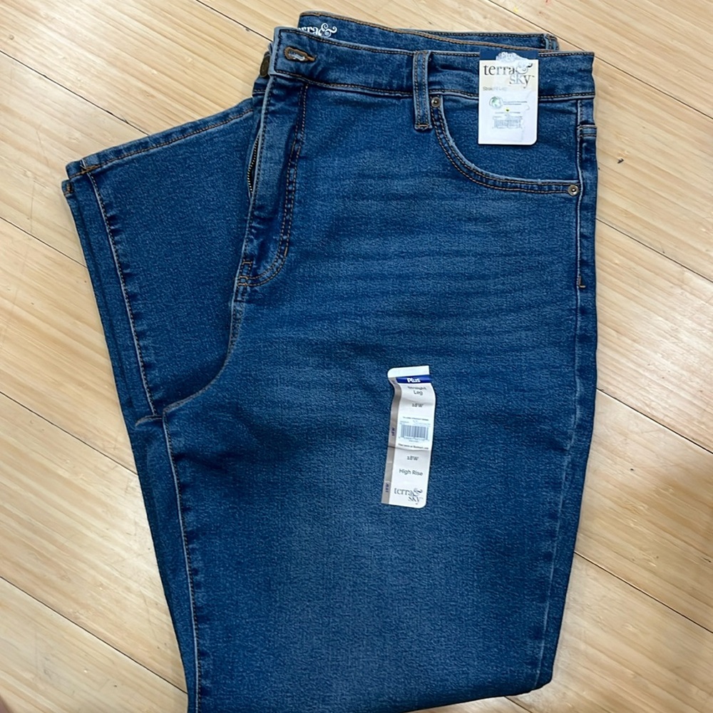 Terra & Sky high rise straight leg size 18W NWT